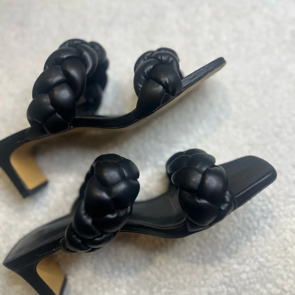 ✨H&M Black Braided Double Strap Heeled Sandals ✨ - Image 2