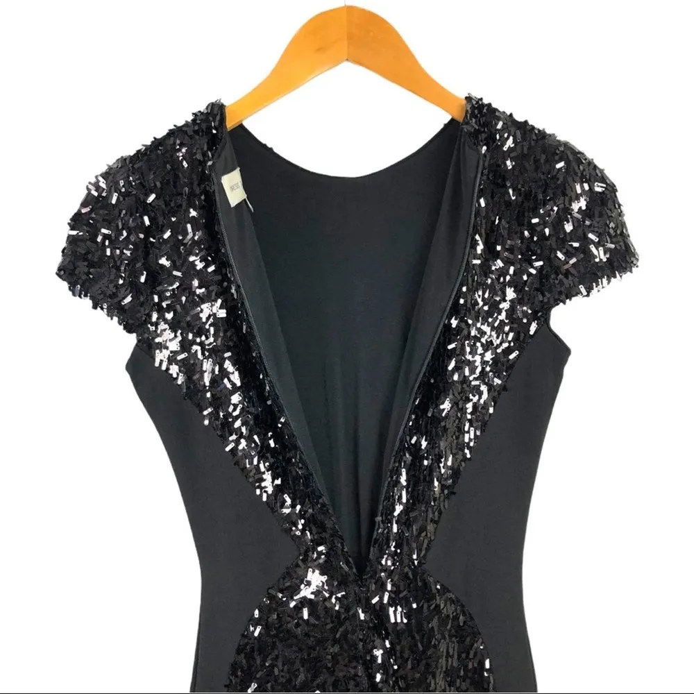 Dress The Population Sabrina Fringe Petal Mini Black Sequin Cocktail Dress XS - Image 14
