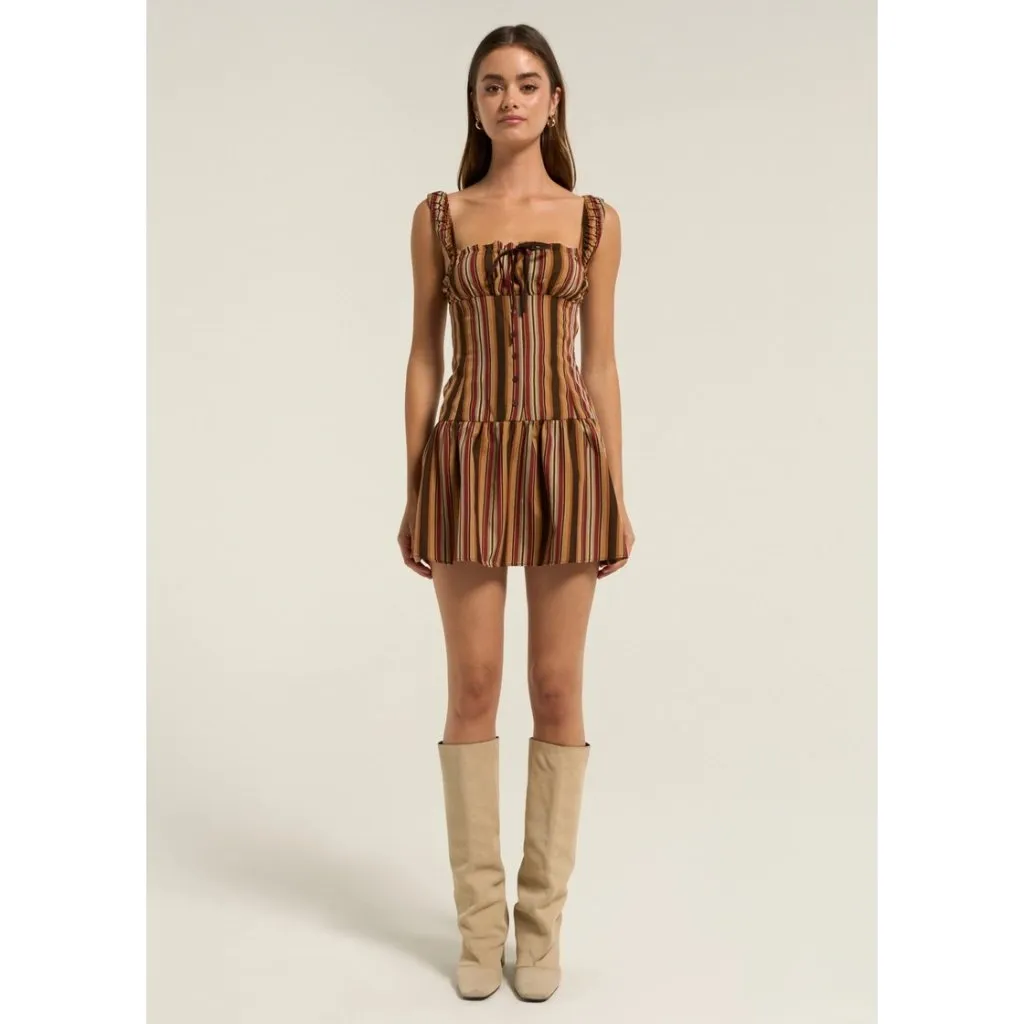 LIONESS Heart Shaped Mini Dress in Vintage Stripe Medium New Womens - Image 11