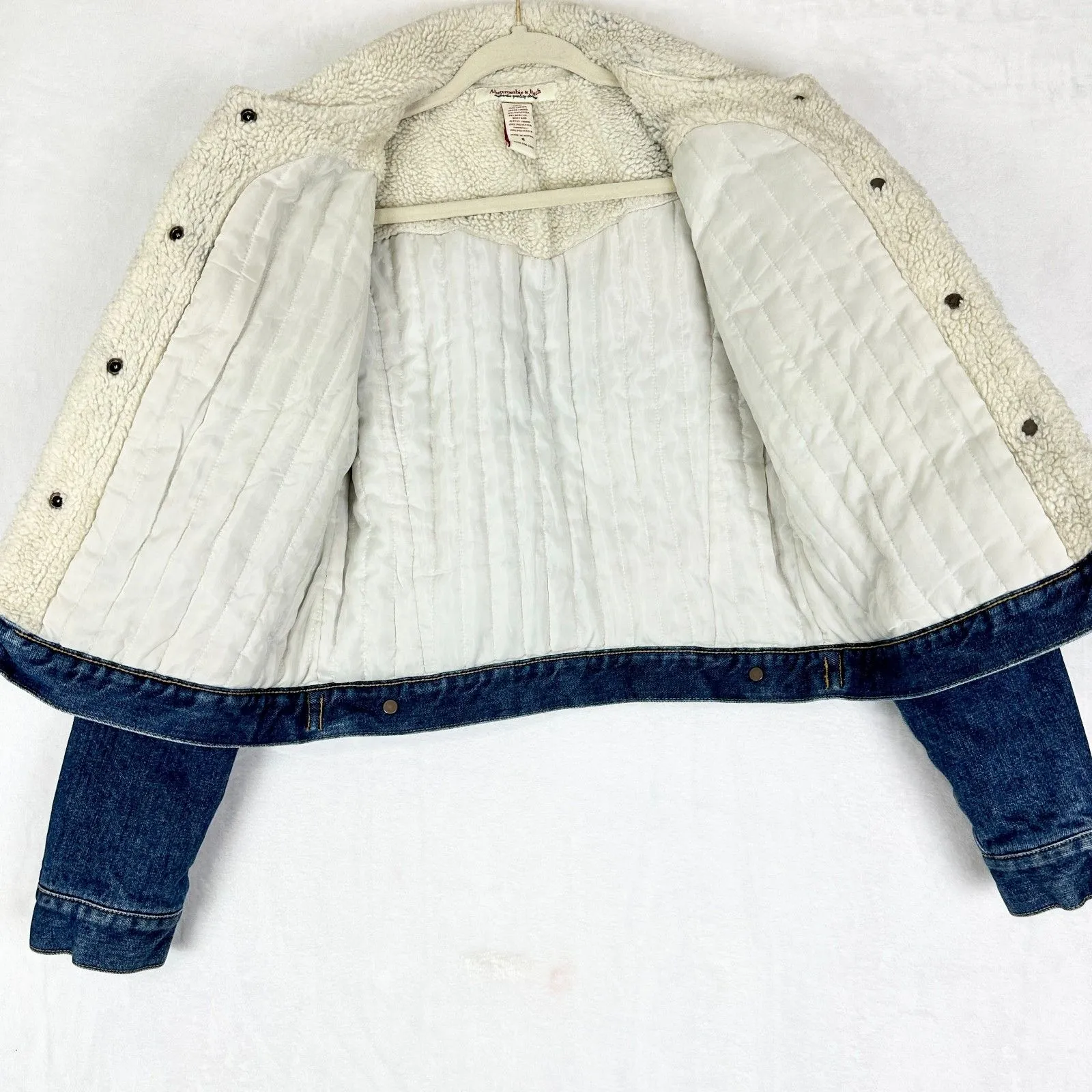 Abercrombie Fitch Vintage Y2k Sherpa Denim Jacket Size Small 90s Trucker Western - Image 5