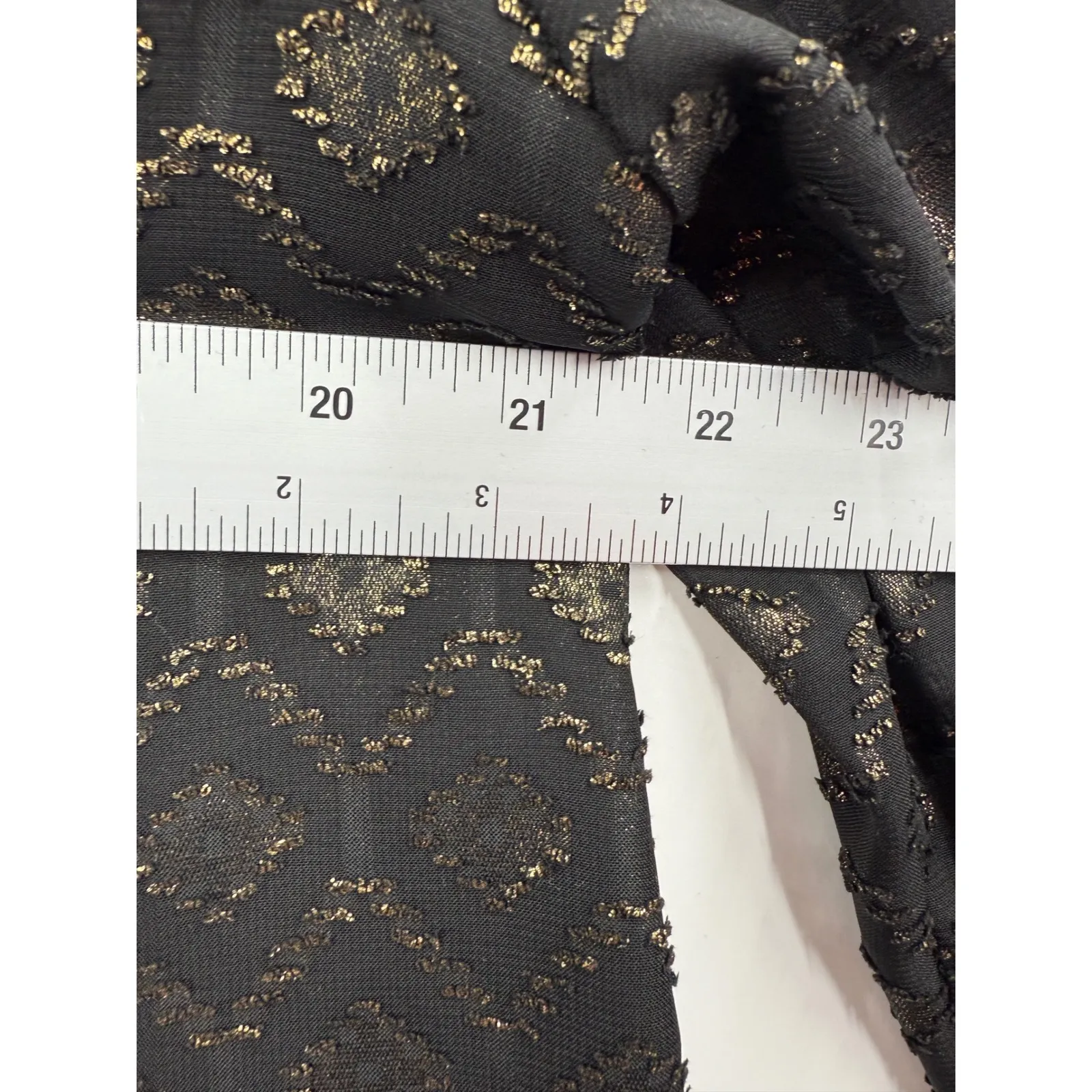 LAFAYETTE 148 NEW YORK Black Gold Metallic Diamond Jacquard Sheer Blouse Top L Size L - Image 8