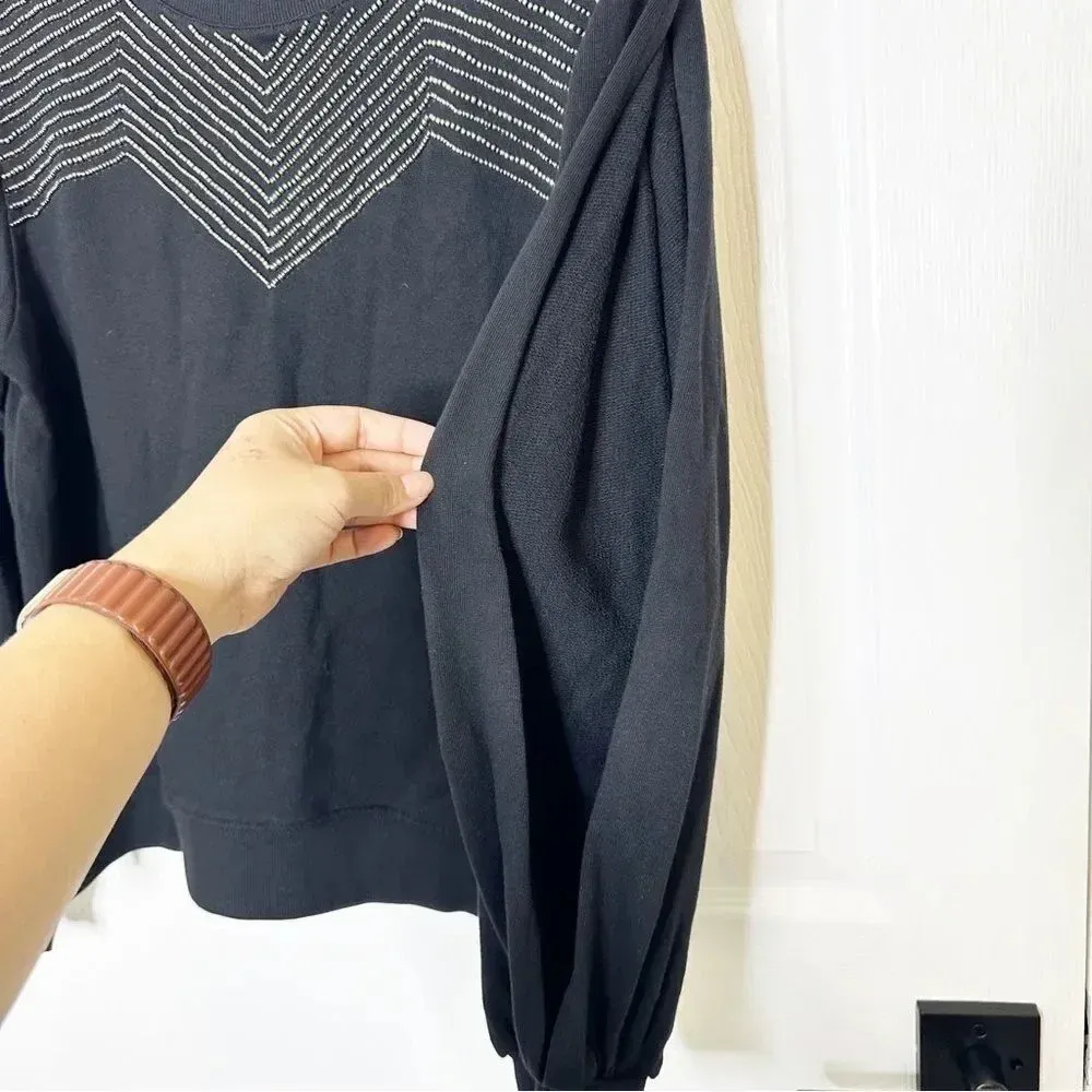 LOVE SAM Sweater Beaded Split Sleeve Crew Neck Size Medium‎ - Image 3