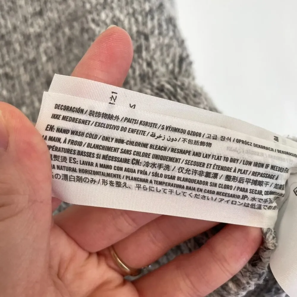 HOLLISTER Gray White Marled Varsity Stripe Cotton Blend Cropped Crop Sweater XS - Image 11