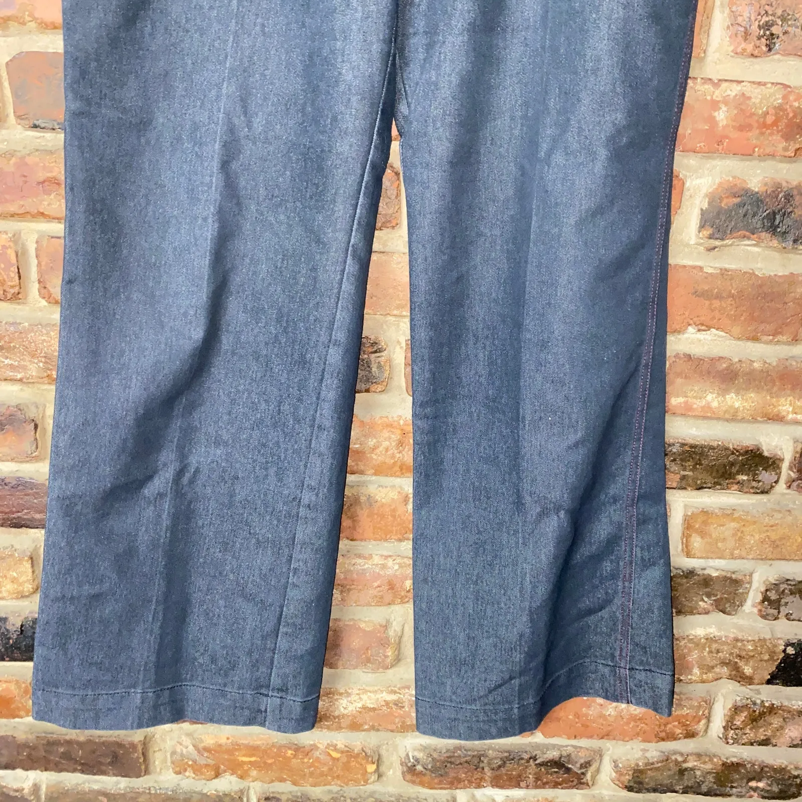 A Line Dark Wash Blue Denim Stretch Flare Wide Leg Jeans Women's Size 10 - Image 3