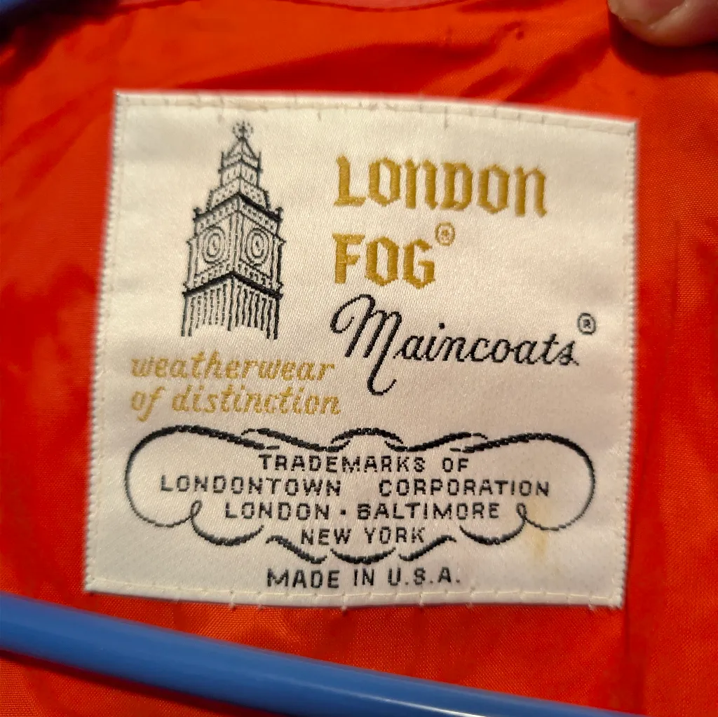 Vintage London Fog Coral Red Maincoat Raincoat Made in USA - Image 2