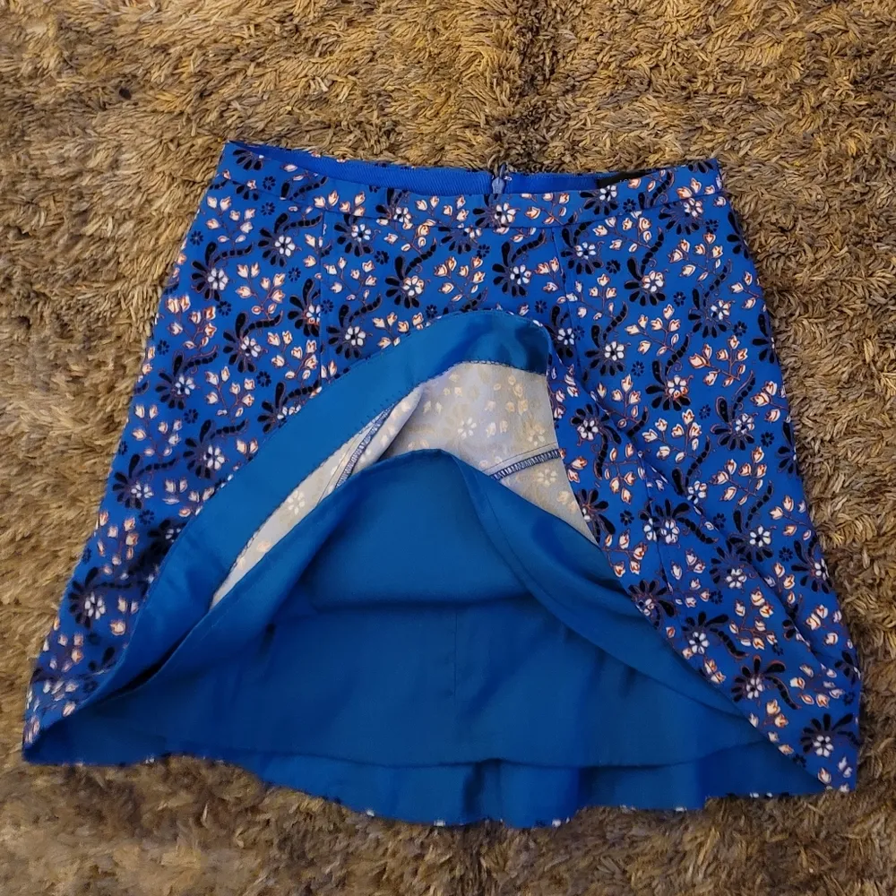 J.Crew Flutter Vintage Blue Floral Scarf Print Mini Skirt 4 - Image 6