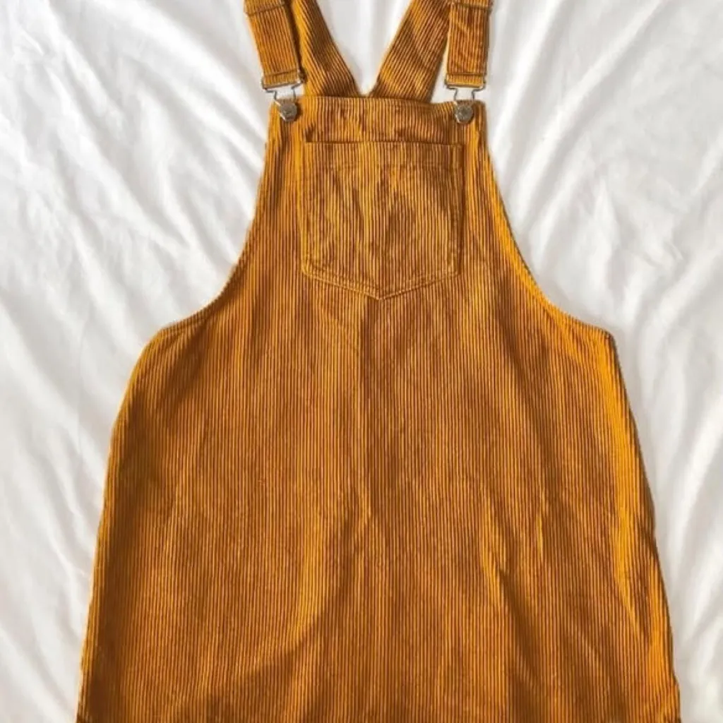 honey yellow corduroy overall dress - Image 2