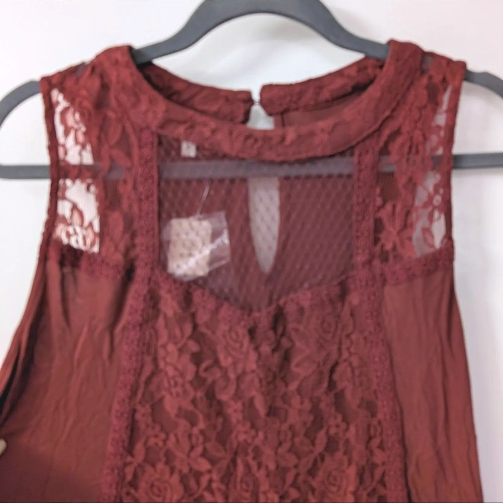 Maurices Tank Top Plus Size 1 1X Rust Orange Brown Lacy‎ Babydoll Shirt NEW NWT - Image 2