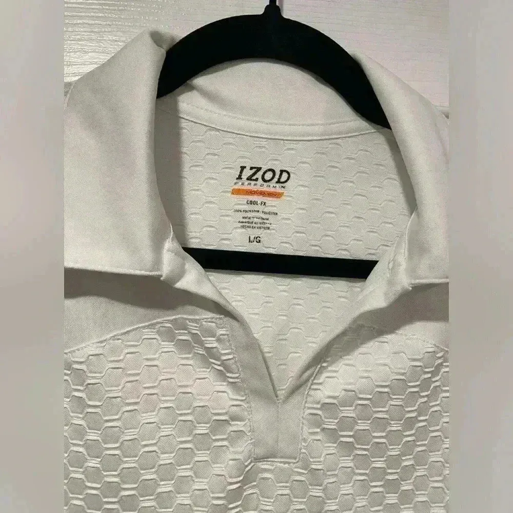 Izod Performance Movement Cool Fx White Collared V Neck Sleeveless Polo Size L - Image 2