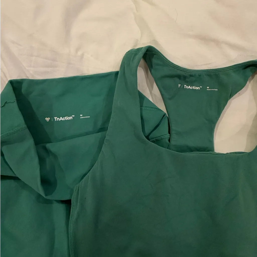 TnAction Green Athletic set Tank and Shorts Set Size M - Image 2