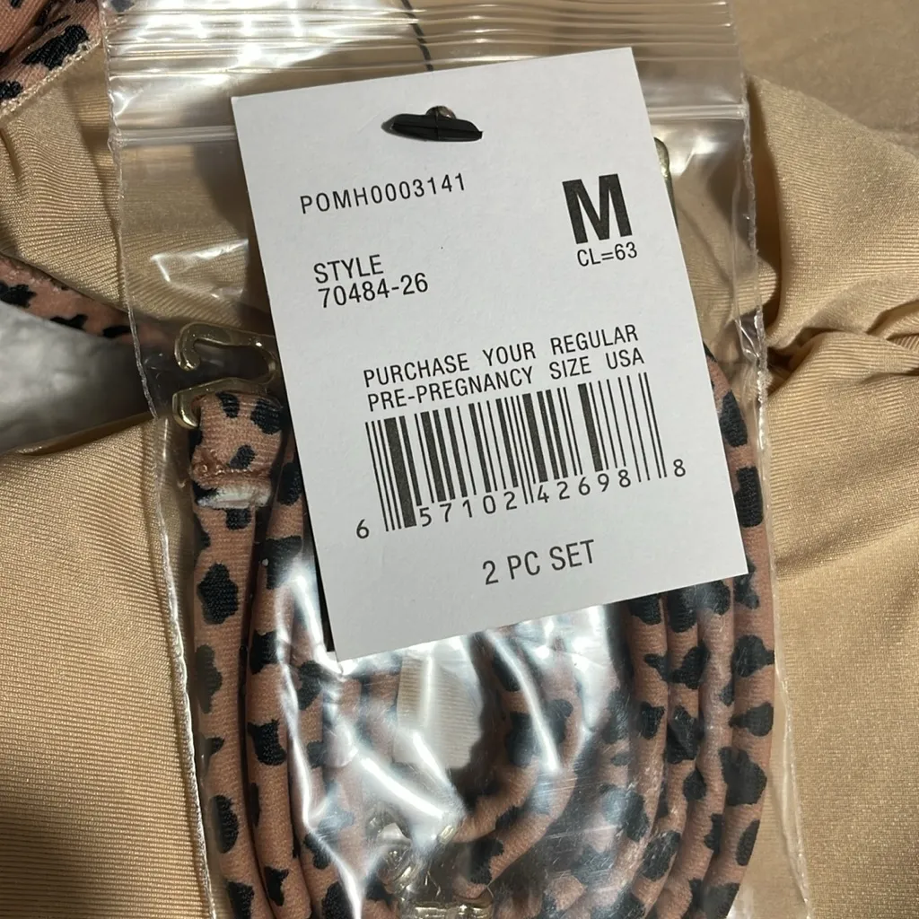Maternity A Pea In The Pod 2 Pc Maternity Swimsuit Cheetah Print M NWT - Image 4