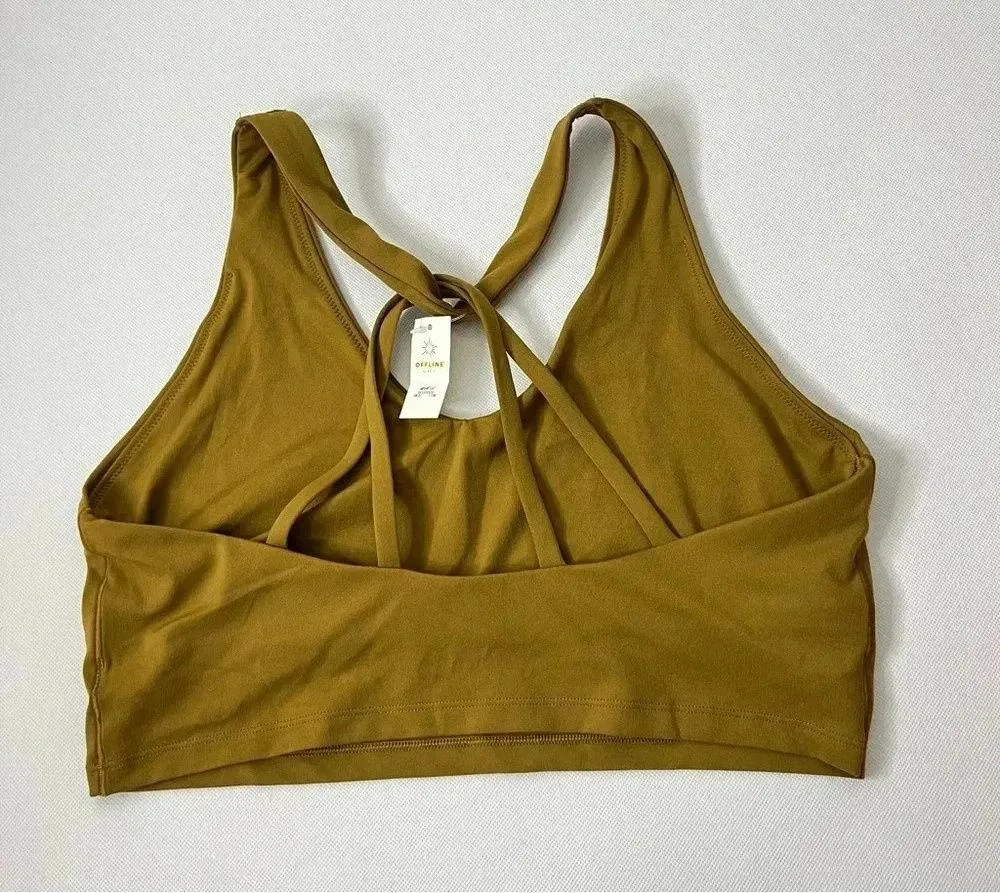 Offline By Aerie Real Me Recharge Least Support Long Line Top Size XL Brown - Image 2