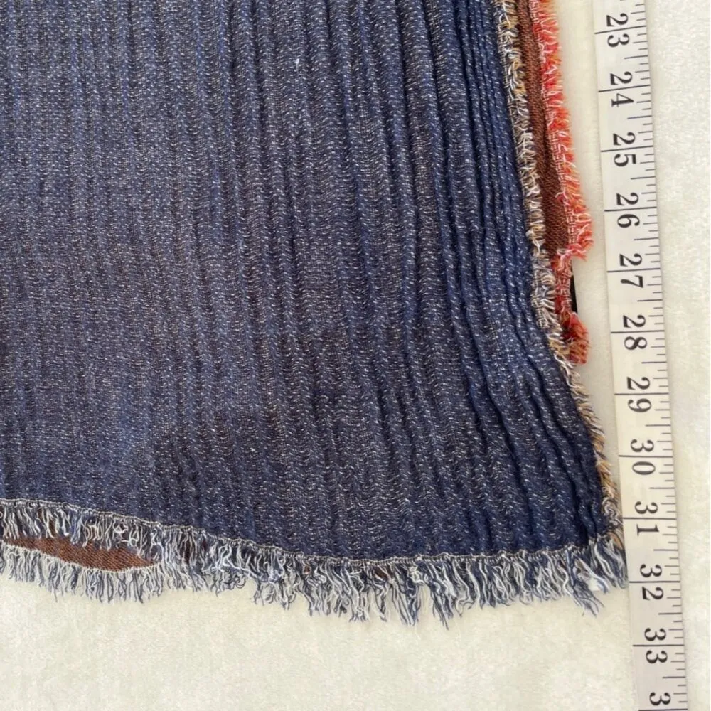 Zara Colorblock Woven Scarf With Fringe Edges 32x70 Inches 1K - Image 6