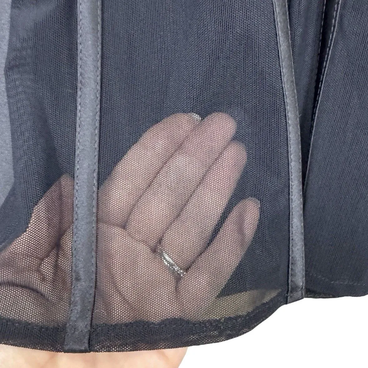 Vtg Tadashi Satin Sheer Maxi Skirt Size 10 Formal Flare Bottom Goth Vamp Witchy - Image 7