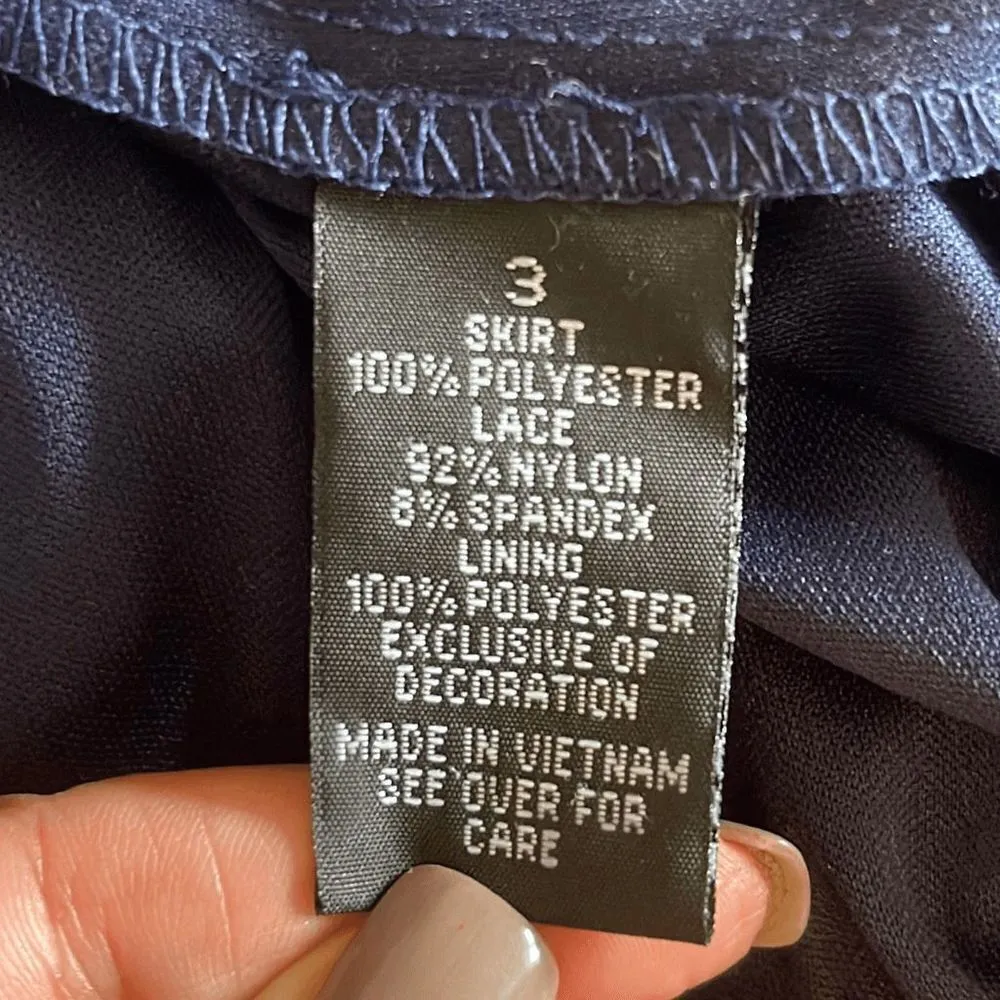 By & By Womens Lace Dress Lined Hi Low Fit Flare Sleeveless‎ Cream Navy Blue 3 Size undefined - Image 7