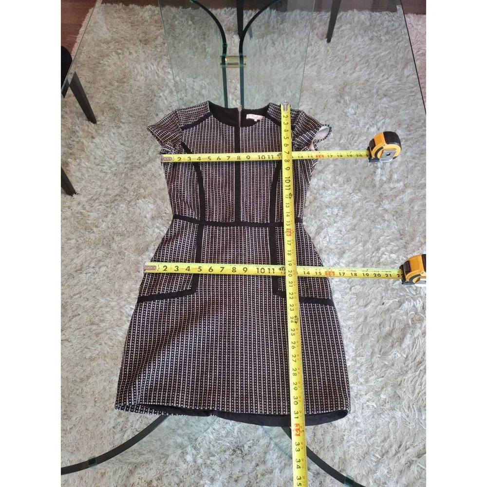 Parker Women Black White Cotton Round Neck Short Sleeve Knee Length Dress Size S - Image 10