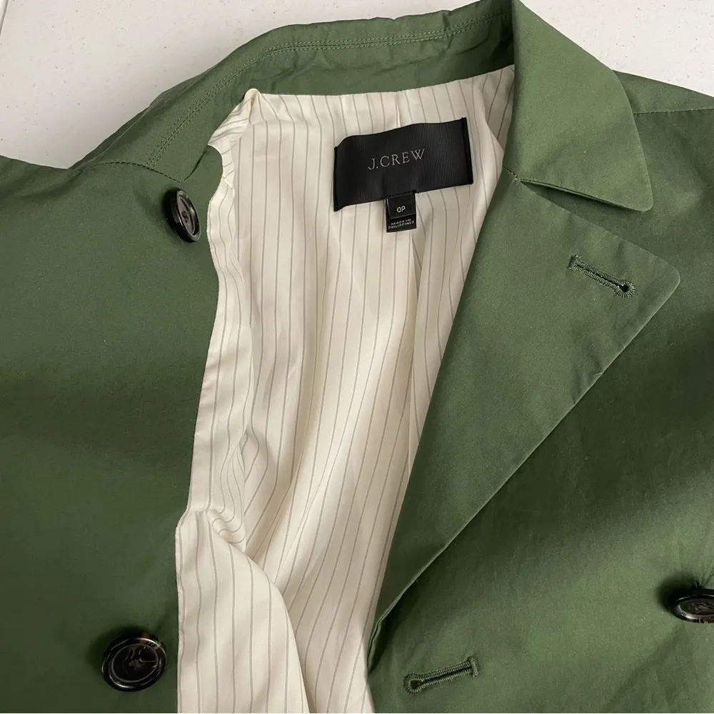 J. Crew Swing trench in Japanese cotton, cropped short Trench, Olive Khaki, OP - Image 11