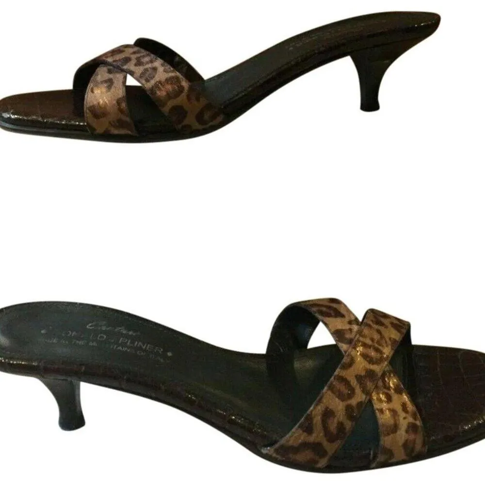 Donald Pliner Metallic Hair Calf Gator Leather Strappy Sandal Shoe NWT New $225 Brown Size 9.5 - Image 2