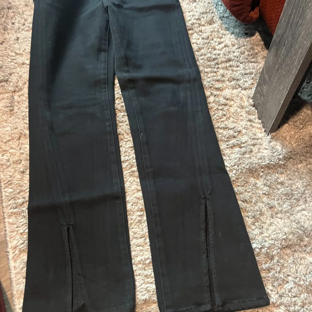 PISTOLA TEAGAN JEANS High Rise Vented Straight SZ 26 Black, Dark Vinyl $148 - Image 4