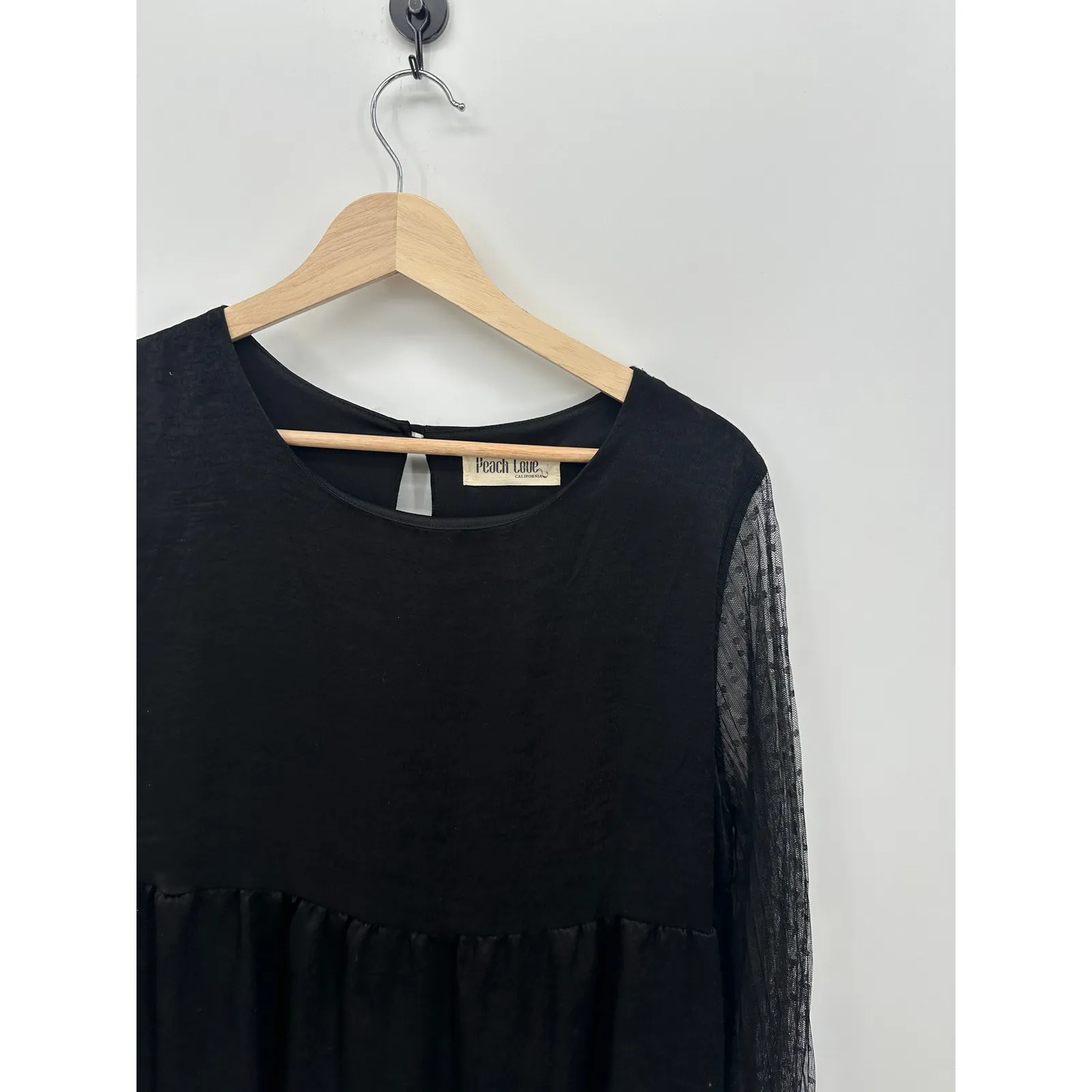 Peach Love Womens Black Tiered Babdoll Mini Dress Size M Dark Fairy Grunge Emo - Image 5