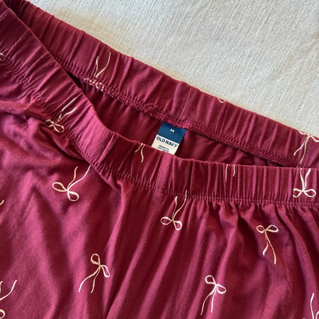 Old Navy Sunday Sleep Knit Long Sleeve Jersey Pajama Set, Bows - Medium - Image 6