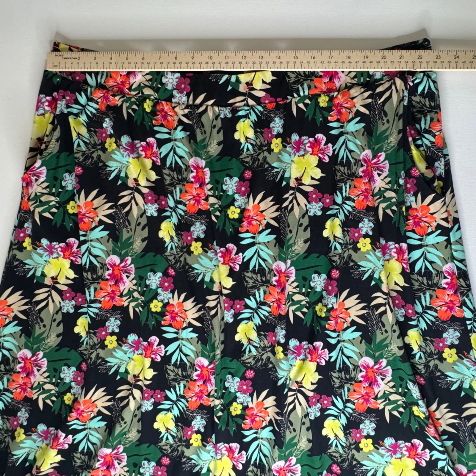 Terra & Sky Floral Pull On Maxi Skirt 4X Multicolor Stretch Side Slit Tropical - Image 10