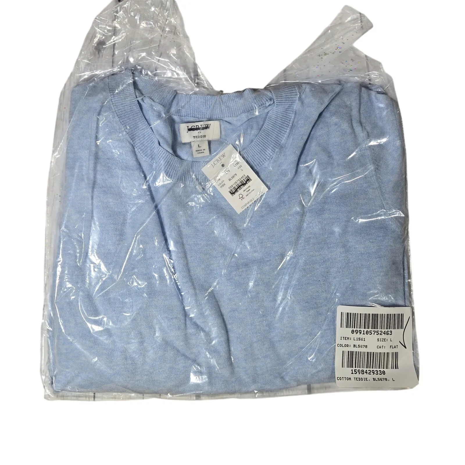 J. Crew Factory Cotton‎ Teddie sweater L NWT Blue Size L - Image 11