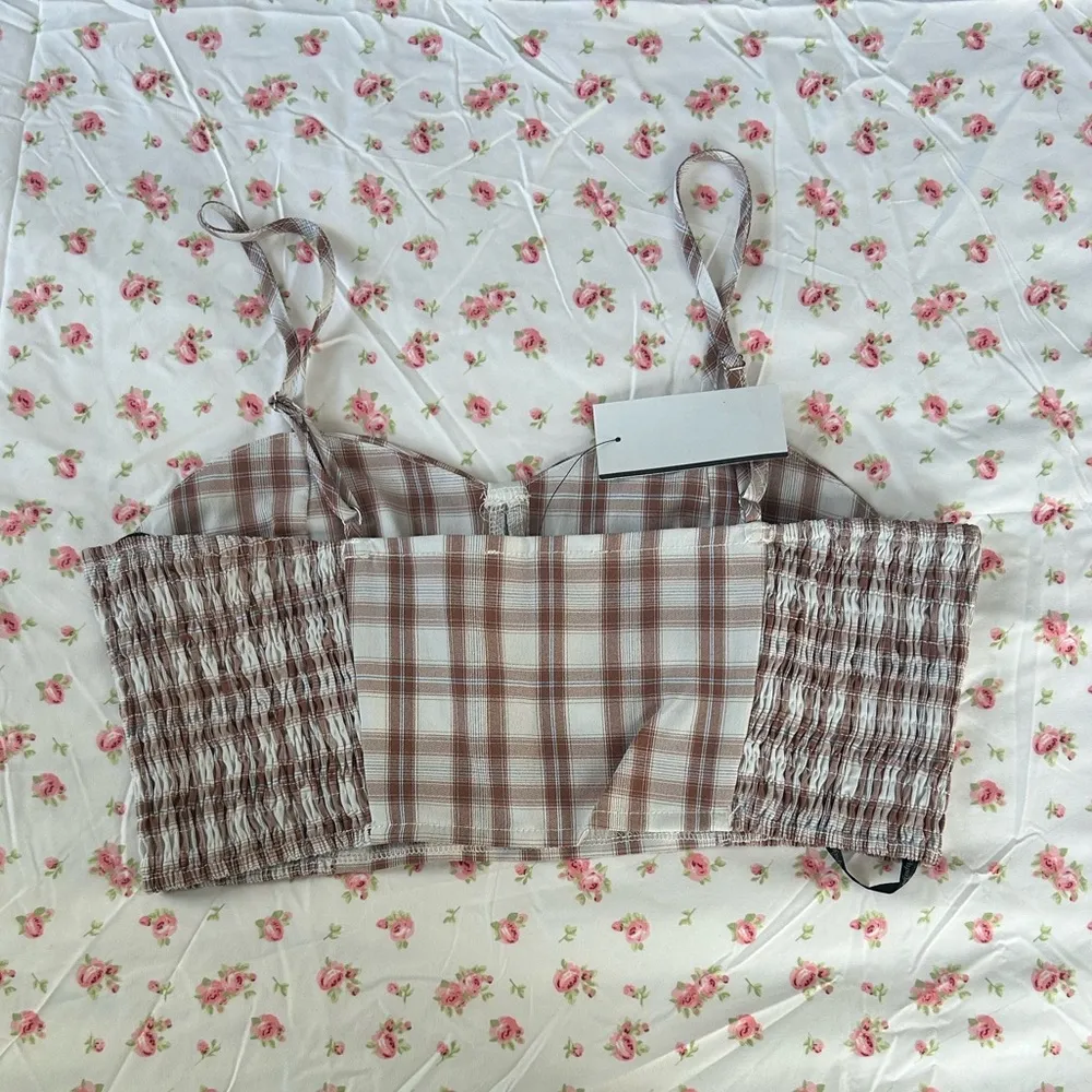 PAPAYA plaid bustier crop cami top - Image 2
