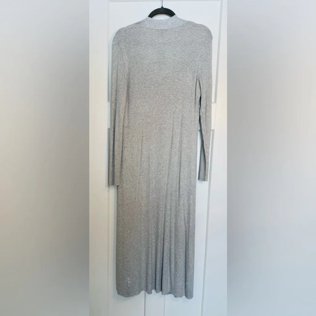 Express Heather Gray Longline Ribbed Sweater Duster Size M NWT - Image 3