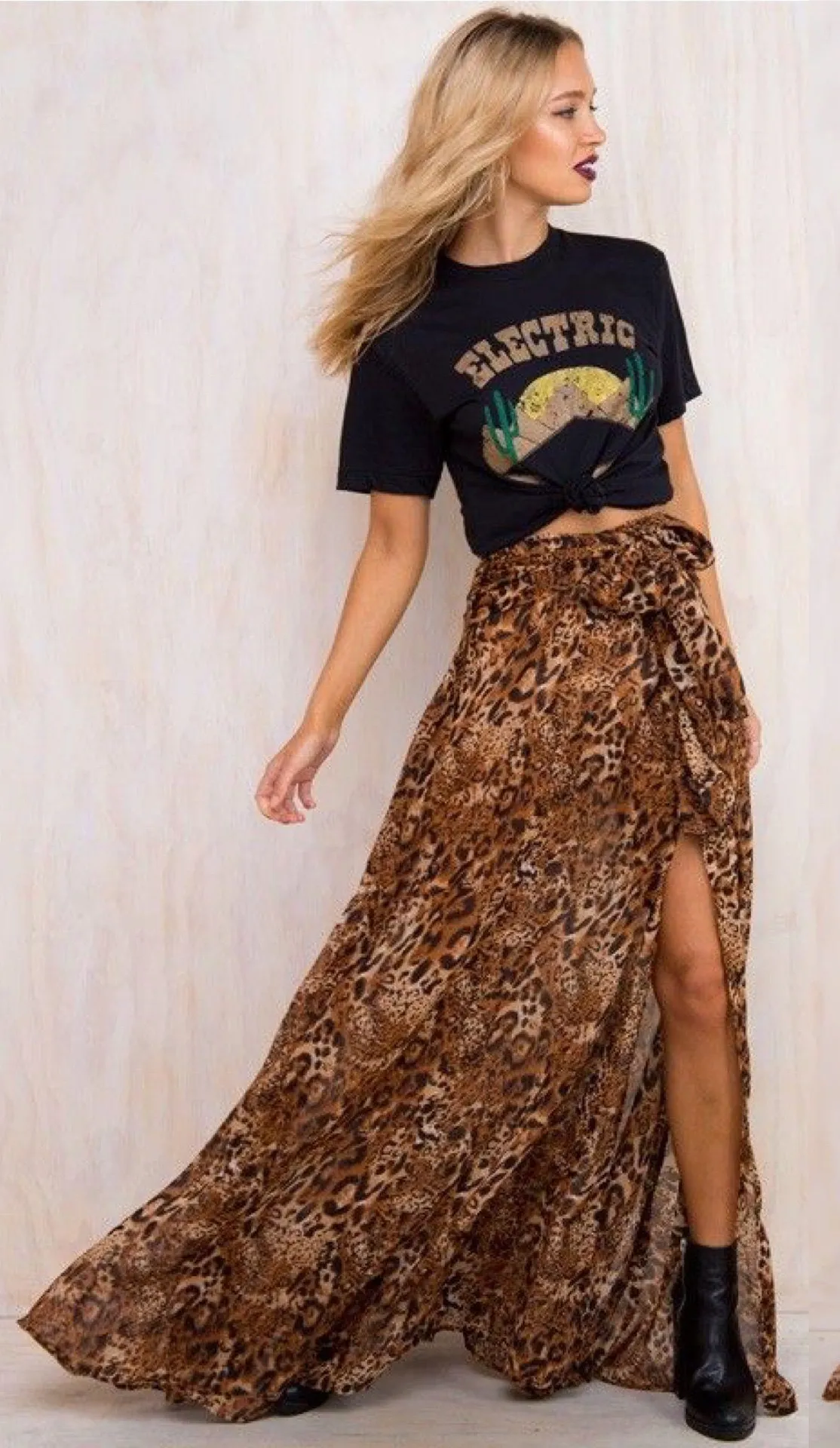 NWT Princess Polly/ Nasty gal leopard animal print chiffon High Waisted maxi skirt - Image 6