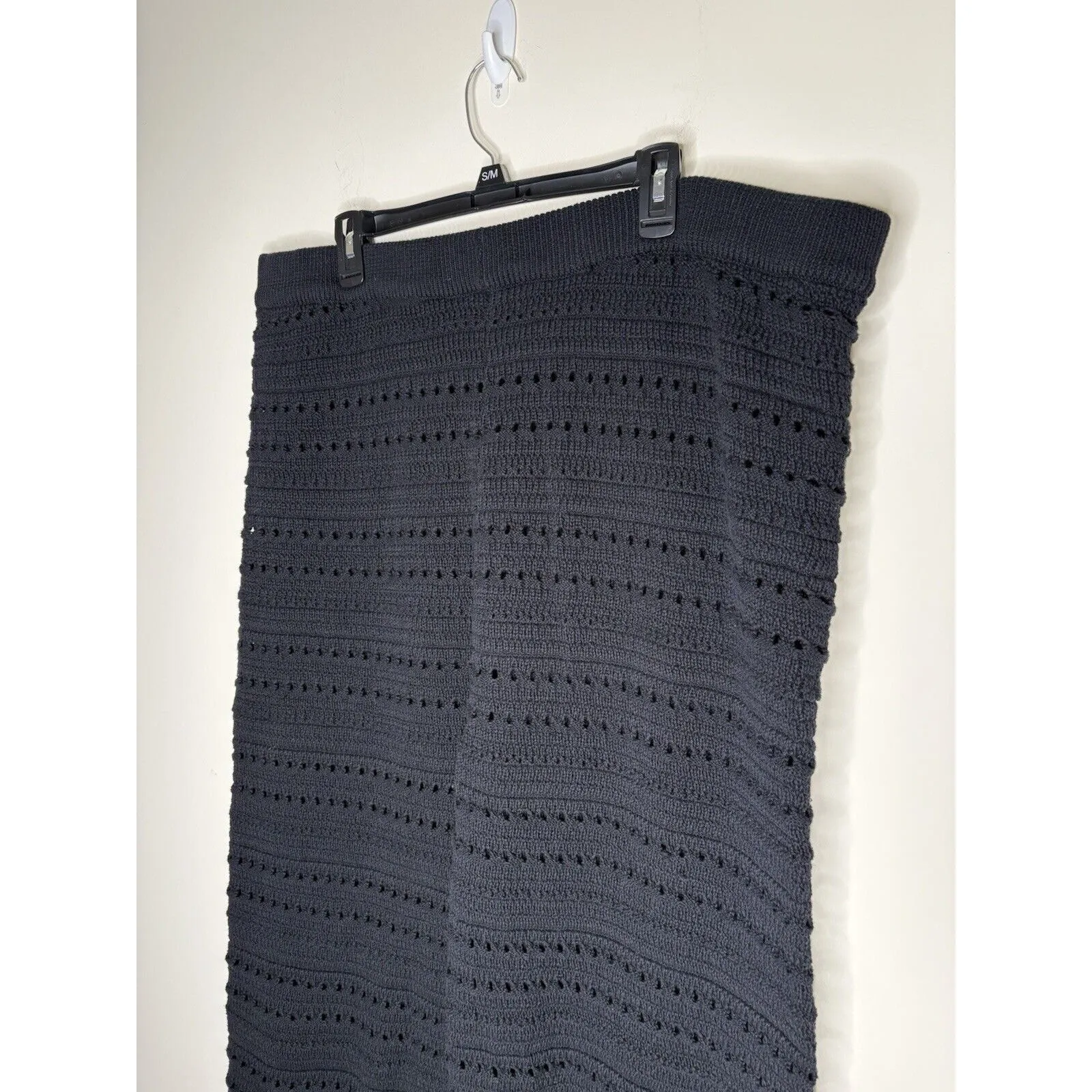 Boohoo Womens Size 24 Pants Black Knit Pull On Wide Leg Crochet Boho Hippie - Image 2