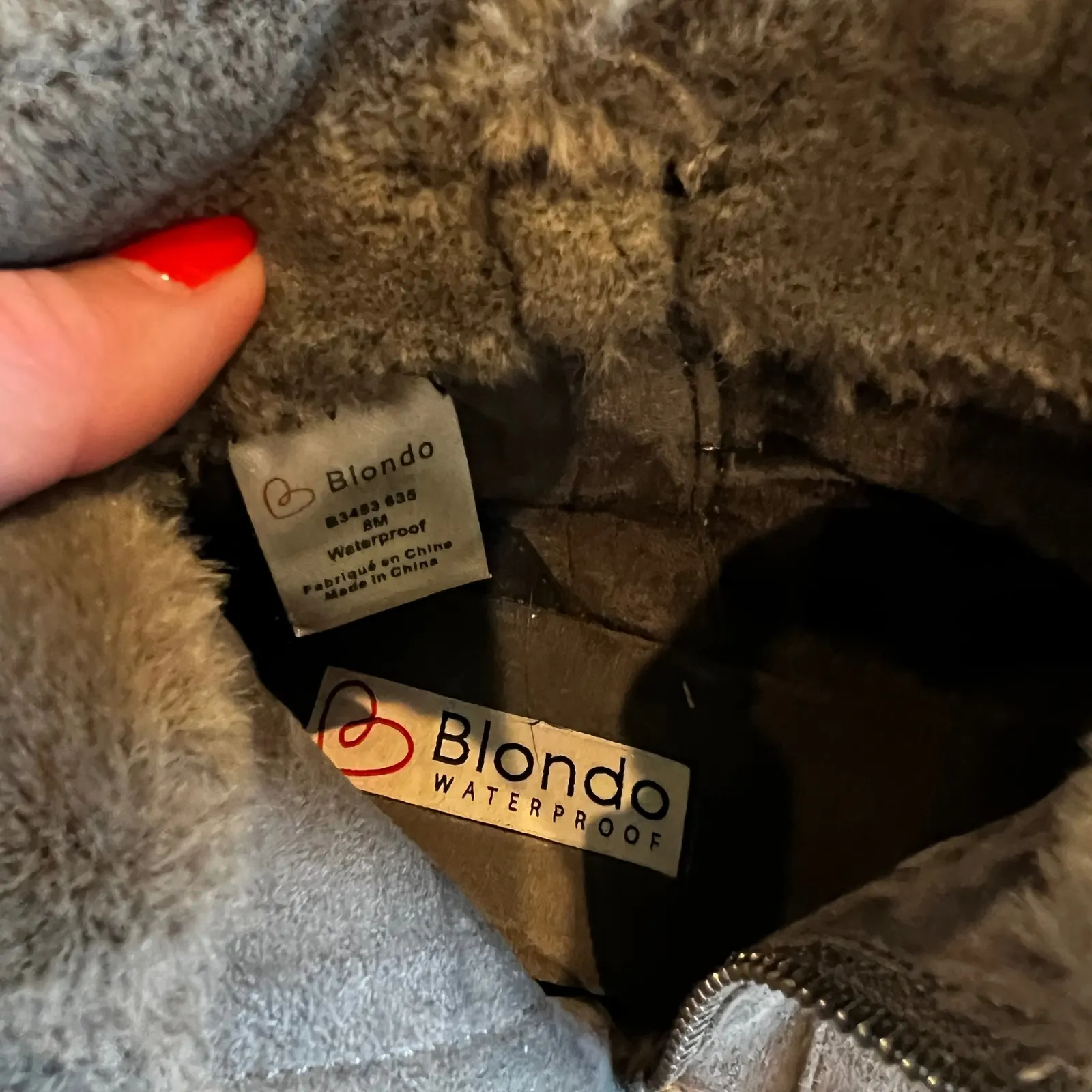 Blondo Gray Suede‎ Waterproof Faux Fur Lined Wedge Ankle Booties - Image 8