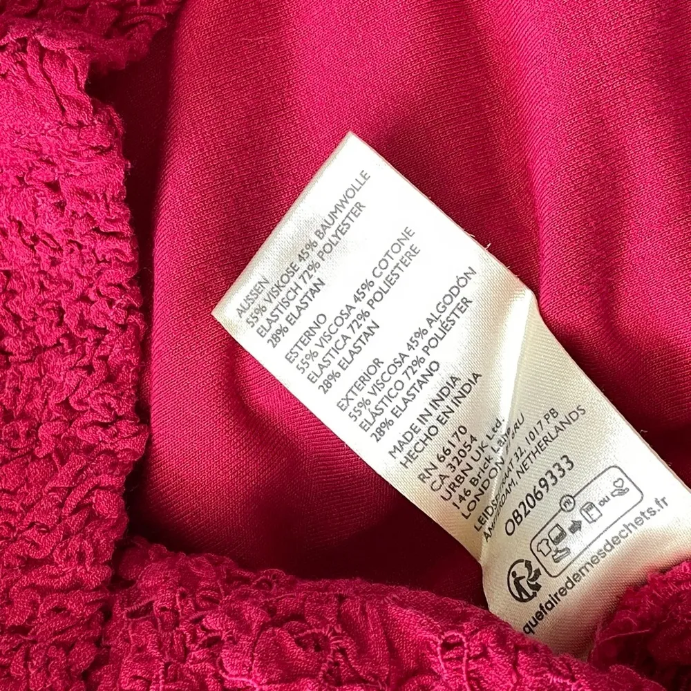 Anthropologie Textured Dress NWT ruffle trim mini pink (small) party bright - Image 10