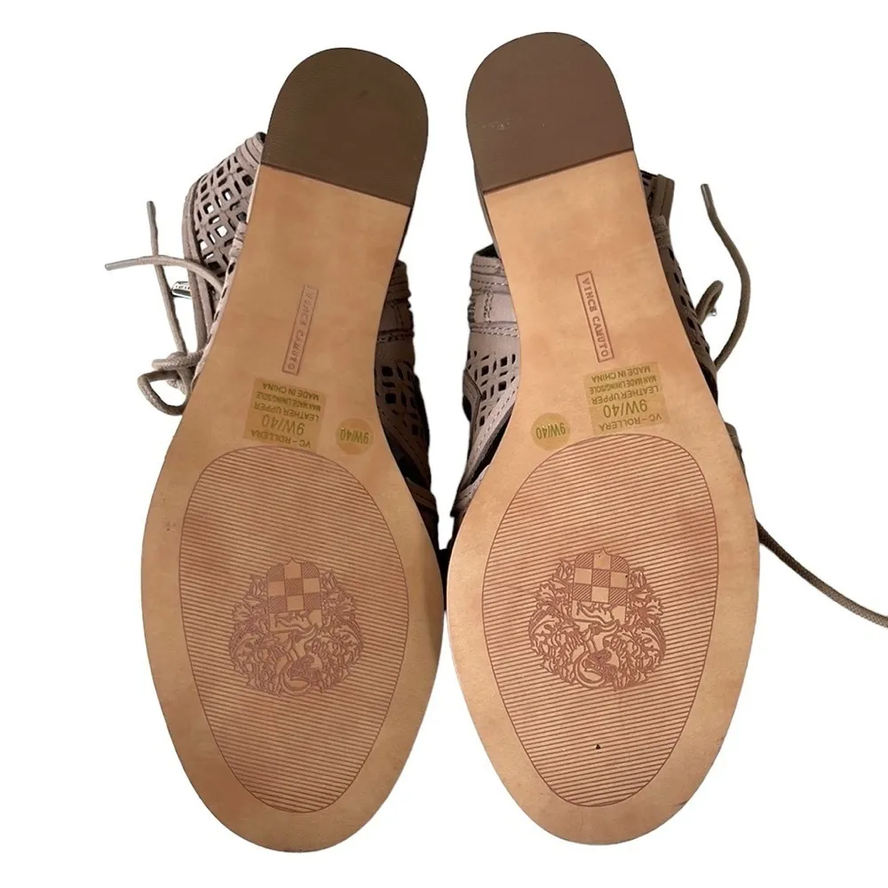 Like New Vince Camuto Leather Rollera Low Wedge Sandals - Wide Width - Image 9