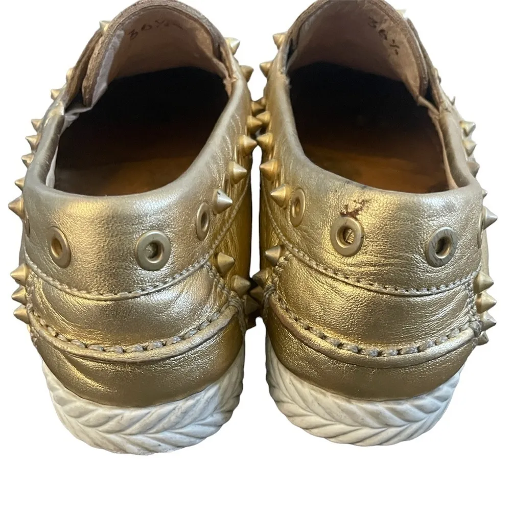 CHRISTIAN LOUBOUTIN Yacht Spikes Flat Boatshoes Nappa Gold 36.5 - Image 5