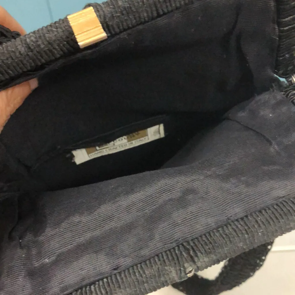 Vintage Miriam Lefcourt hand crafted Knitted Purse Rare tapestry purse 10” x 8” Black - Image 10