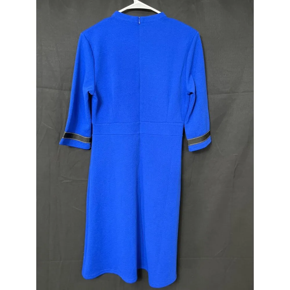 Homeyee SKU 7628 Womens Blue Dress With sleeves Size XL Black - Image 2