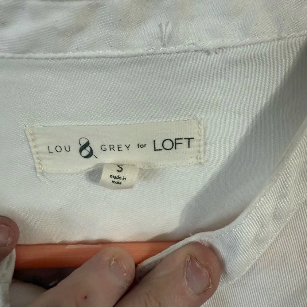 Loft  White Mandarin Collar 3/4 Sleeve‎ Button Down - Image 3