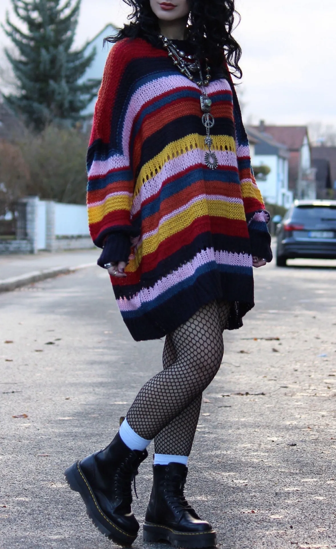ZARA Italian Yarn Knit Multicolored Striped Oversized Sweater - Image 2