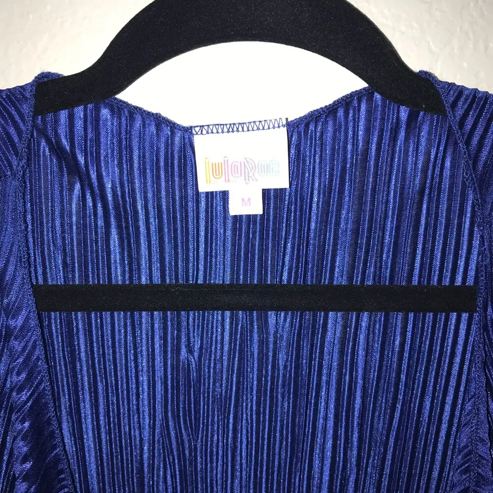 LuLaRoe Shirley Cardigan Open Front Solid Royal Blue Accordion Shirley Sz M NWT - Image 5