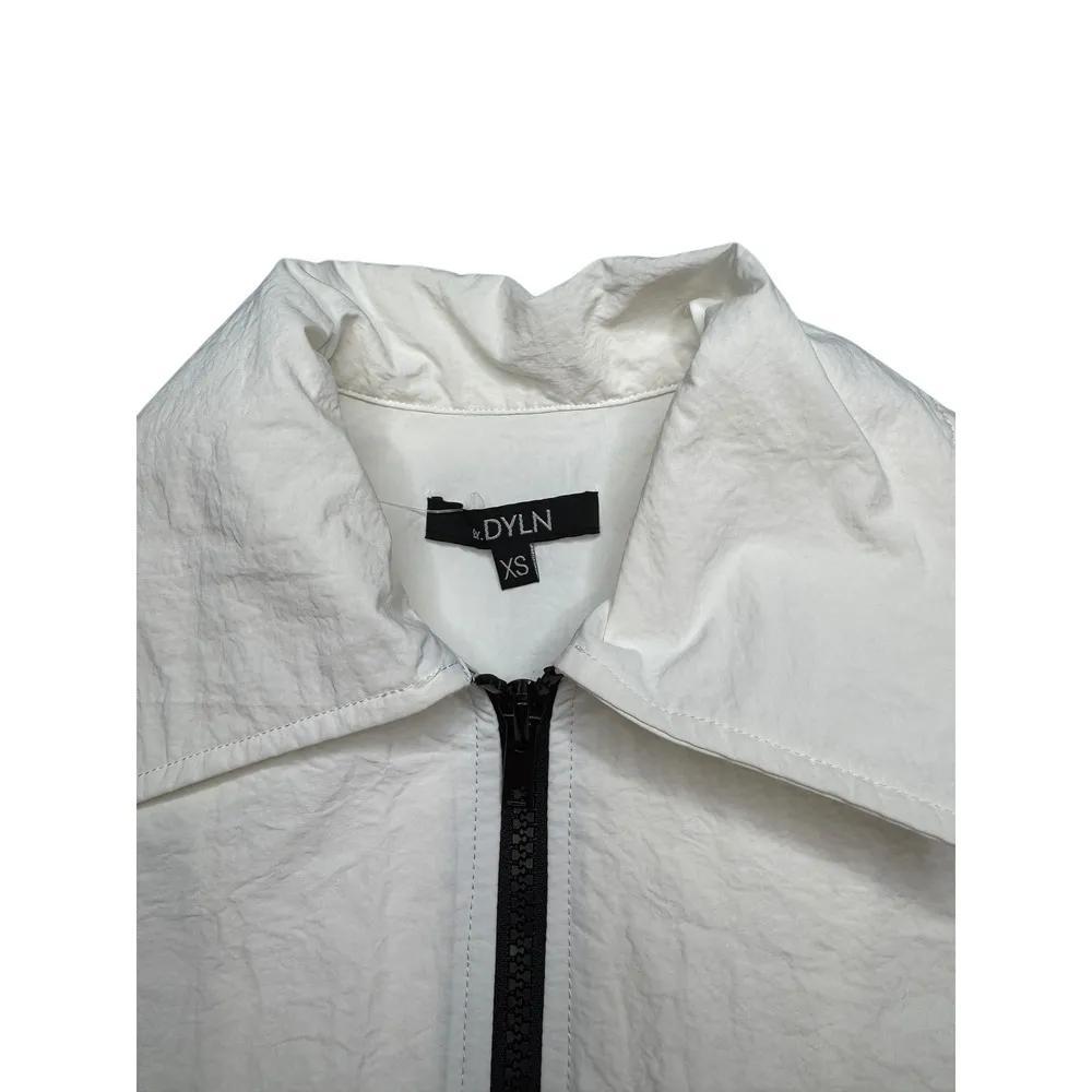 BY.DYLN Tanya Shirt White Cropped XS Full Zip Pockets - Image 3