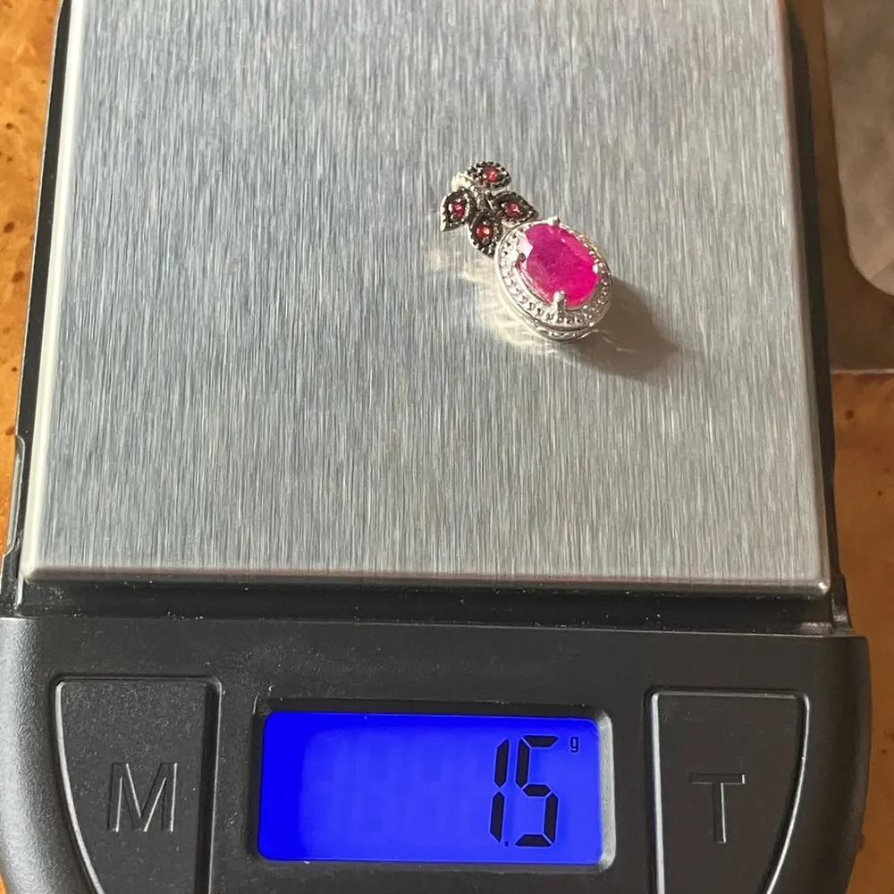 African Ruby Red Sapphire Sterling Silver Pendant - Image 6