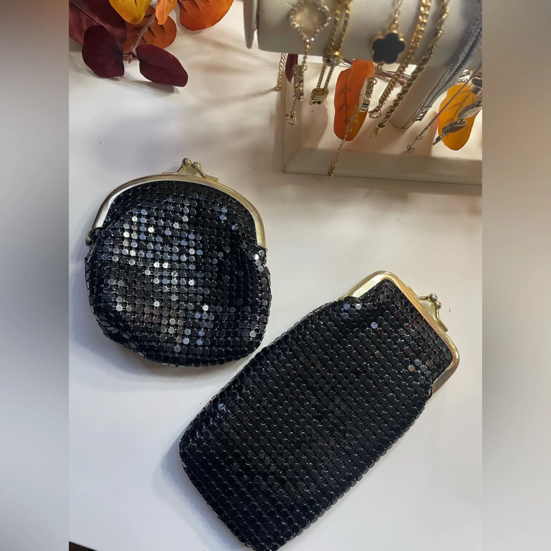 Elegant Black Sequin Clutch - Image 2