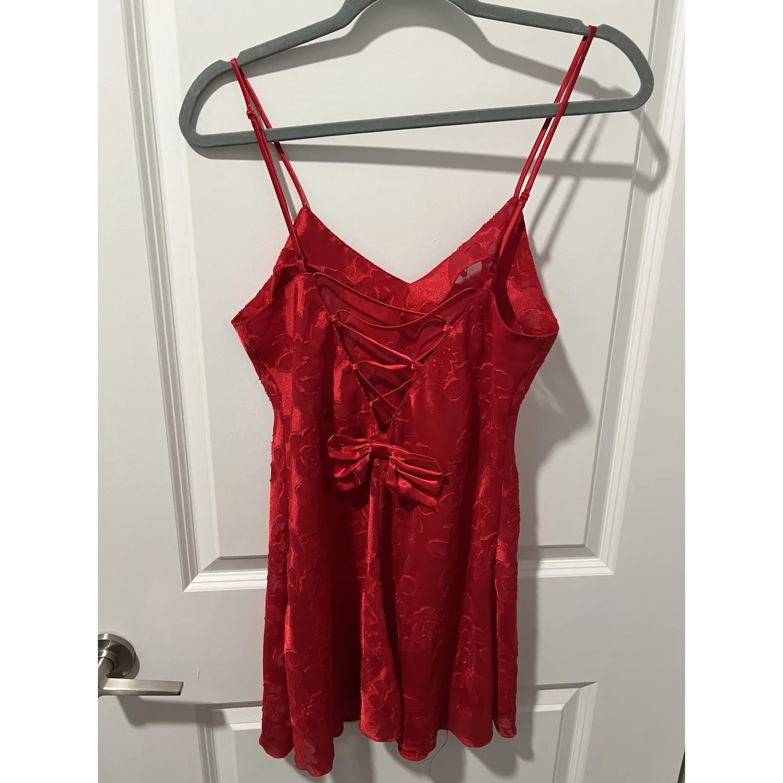 Victoria's Secret Gold Label Red Rose Sheer Slip Chemise Dress Bow Small Y2K‎ - Image 2