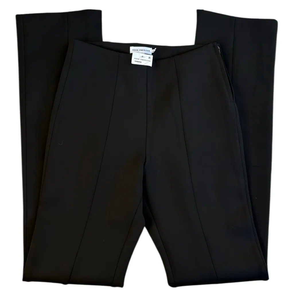 NWT Good American Good Waist High Rise Ankle Zip Scuba Pants Black Size Small - Image 4
