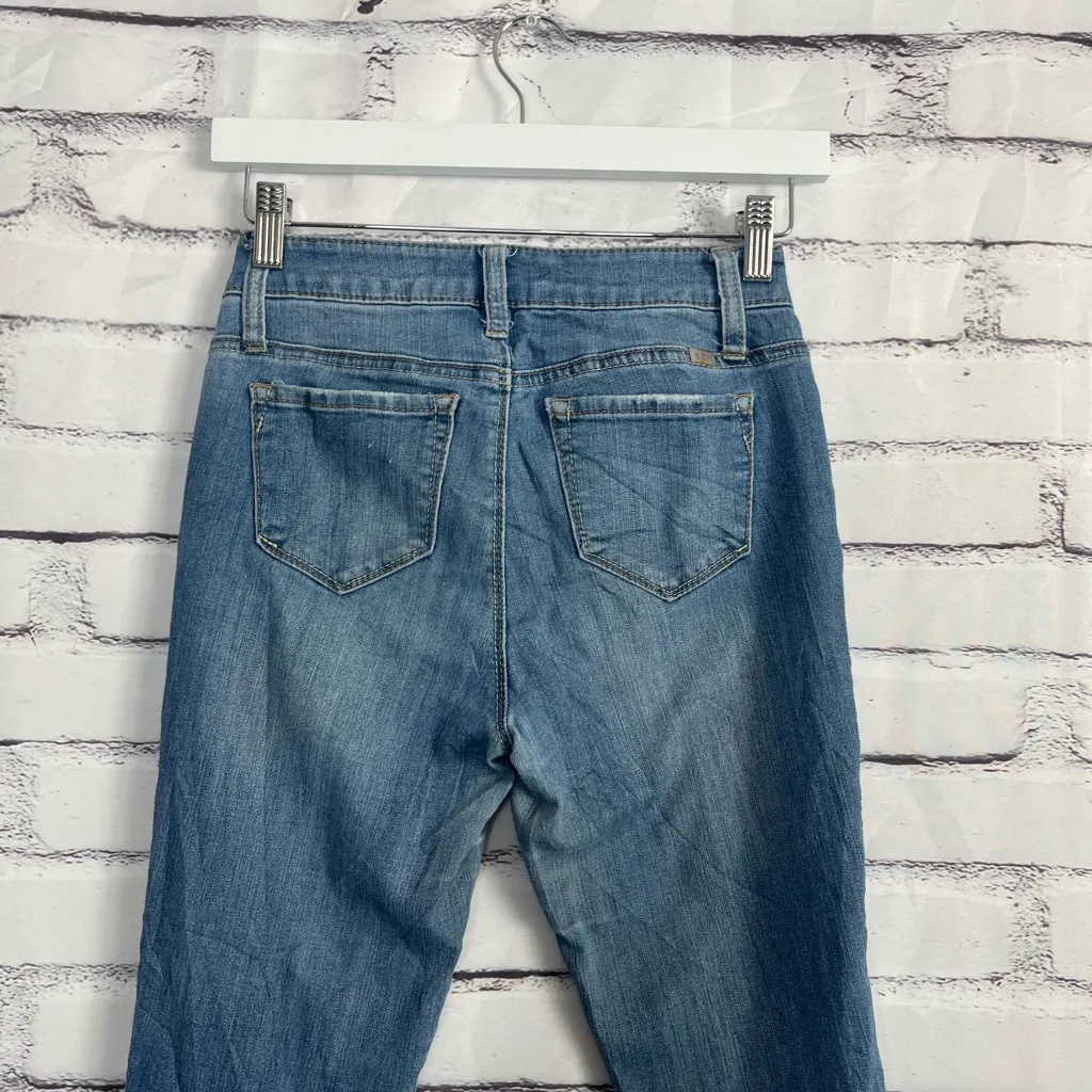 1822 Denim Mid Rise Distressed Skinny Jeans Medium Wash Stretch Denim Women’s 0 - Image 9