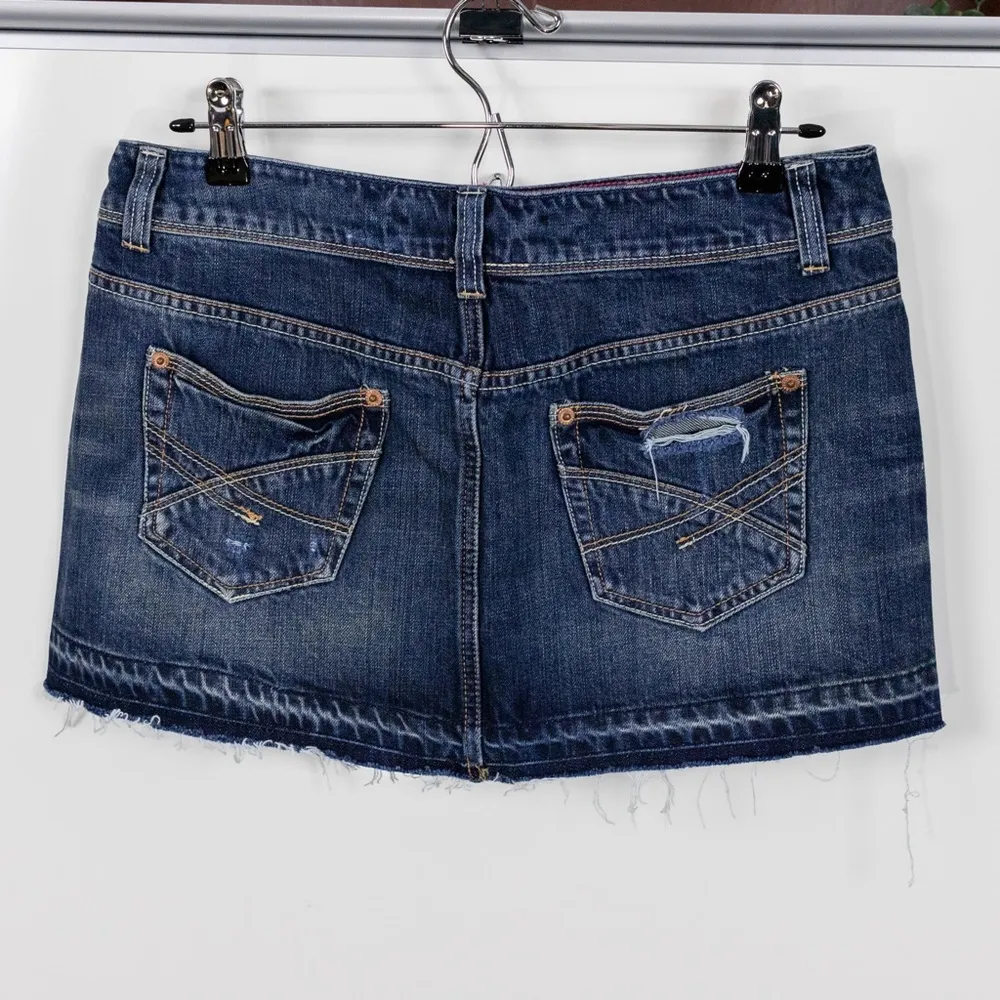 Distressed Denim Mini Skirt - Image 2