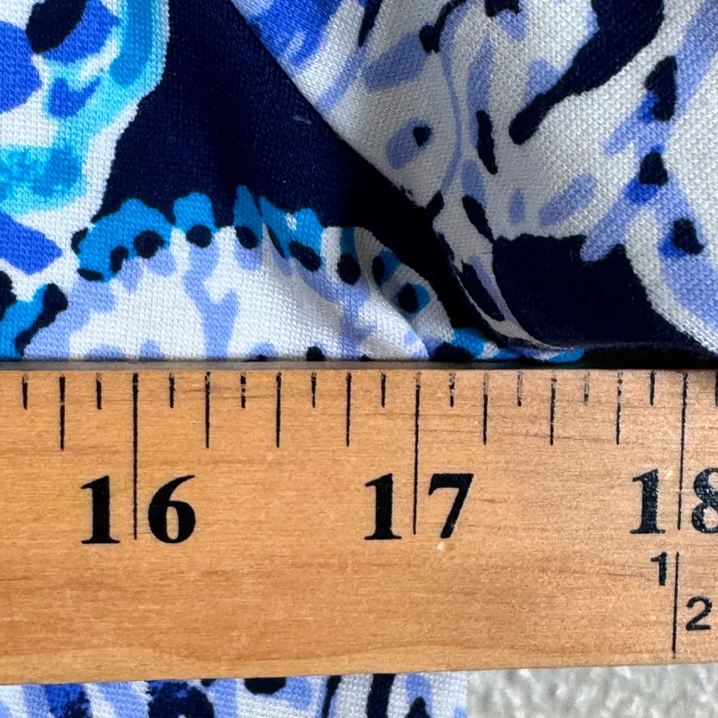 Lilly Pulitzer Blue Pink Floral 3/4 Sleeve Mini Dress Womens M Tropical Vacation - Image 7