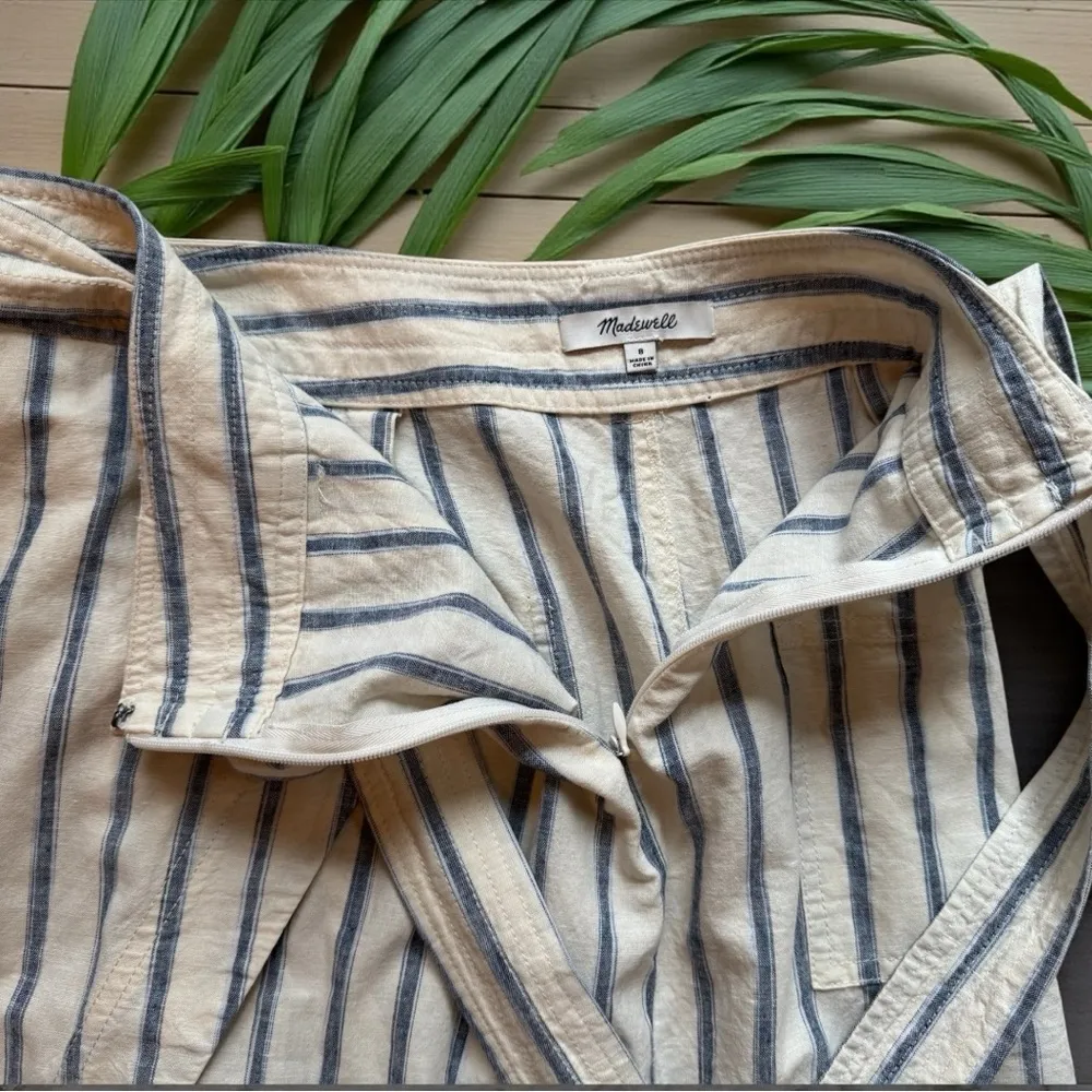 MADEWELL Striped Linen Cotton Wrap Mini Skirt with Belt – Size 8 - Image 7