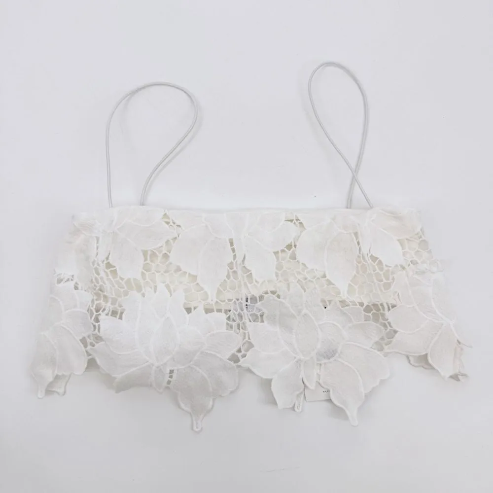 Free People Rumer Tropez White Lace Crochet Crop Top Med NWT - Image 2